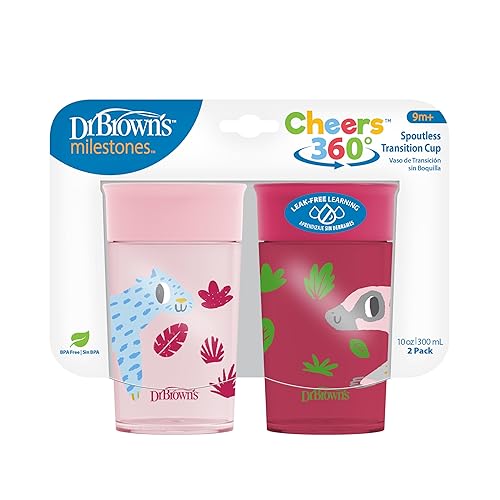 Miniatura 2 de Dr. Brown’s Milestones Cheers360 Taza rosa y roja, de 10 oz, 2 PK