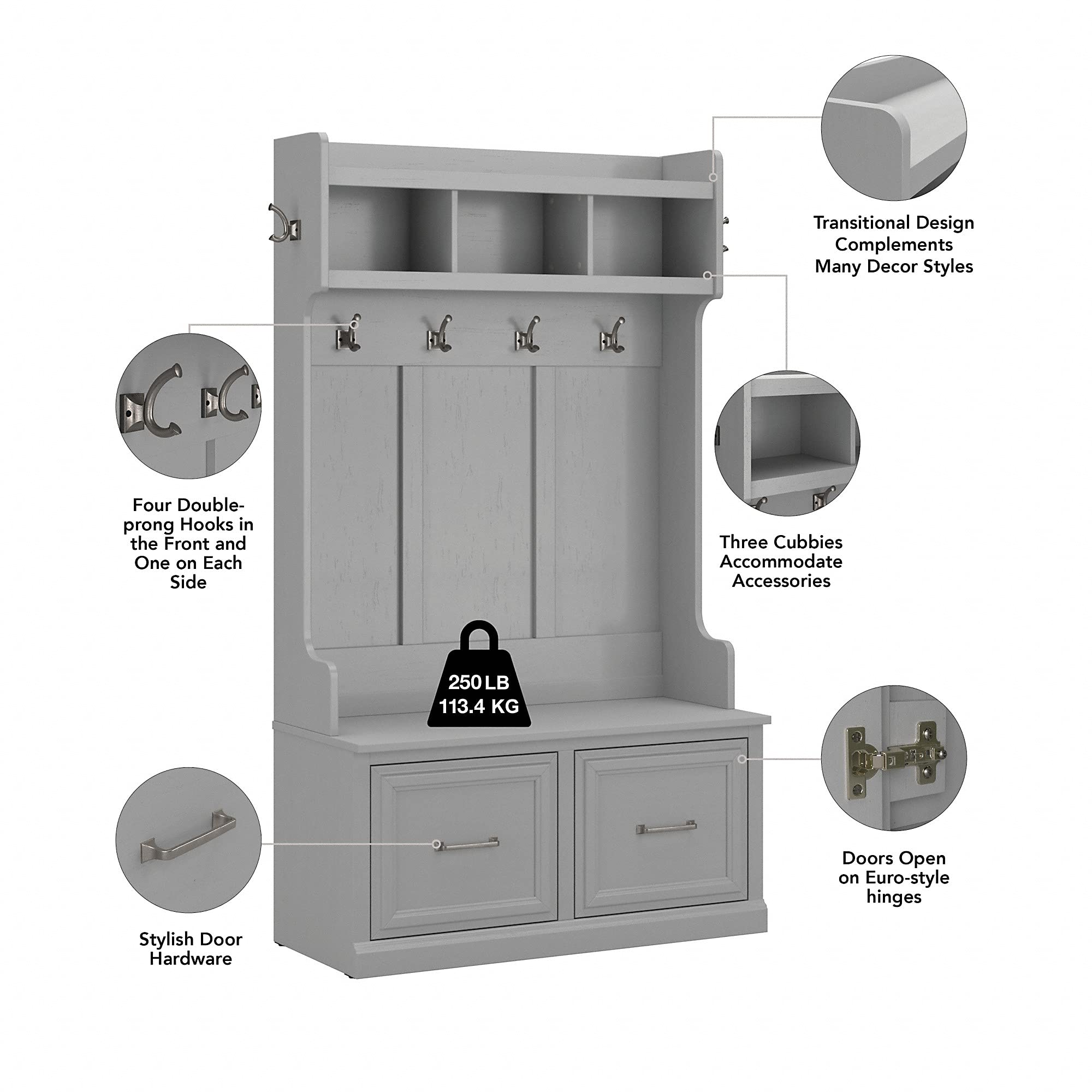 Buy Bush Furniture Woodland Hall Tree and Shoe Storage Bench with Doors