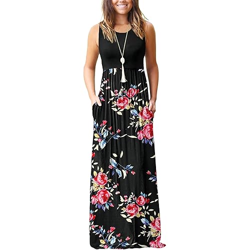 AUSELILY Women's Summer Sleeveless Loose Maxi Dress Casual Long Dresses with Pockets 2025 New