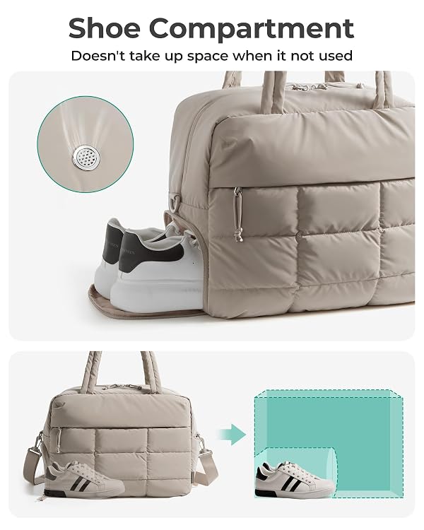 BAGSMART Gym Bag for Women, Carry on Travel Duffel Bag, Water-resistant Weekender with Shoe Compartment for Gym Travel Work, Classic, Large by BAGSMART - Used condition - Image 6