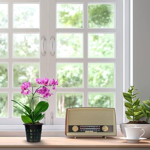 Miniatura 8 de Juego de 12 macetas de plástico ranurado transpirable de orquídea negra con orificio de drenaje, macetas de aire para plantas de interior (4.3