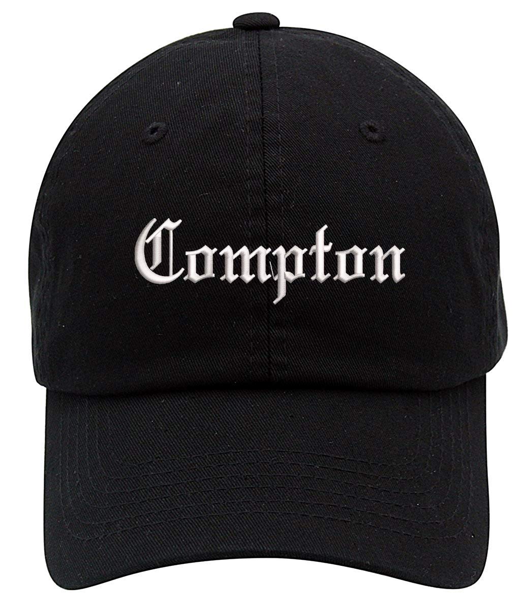Top Level ApparelCompton Text Embroidered Low Profile Soft Crown Unisex Baseball Dad Hat