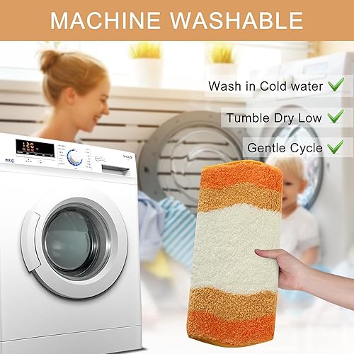 Miniatura 6 de HAOCOO Alfombra de baño naranja antideslizante, lavable, suave felpa de forma irregular, antideslizante, alfombra de baño de microfibra, lavable a