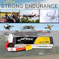 Vista 4 de Gens ace Tattu 3S Lipo Battery 11.1V 450mAh 3S 75C Lipo Battery with XT30 Plug - Long SizeFor Micro FPV Racing Drone