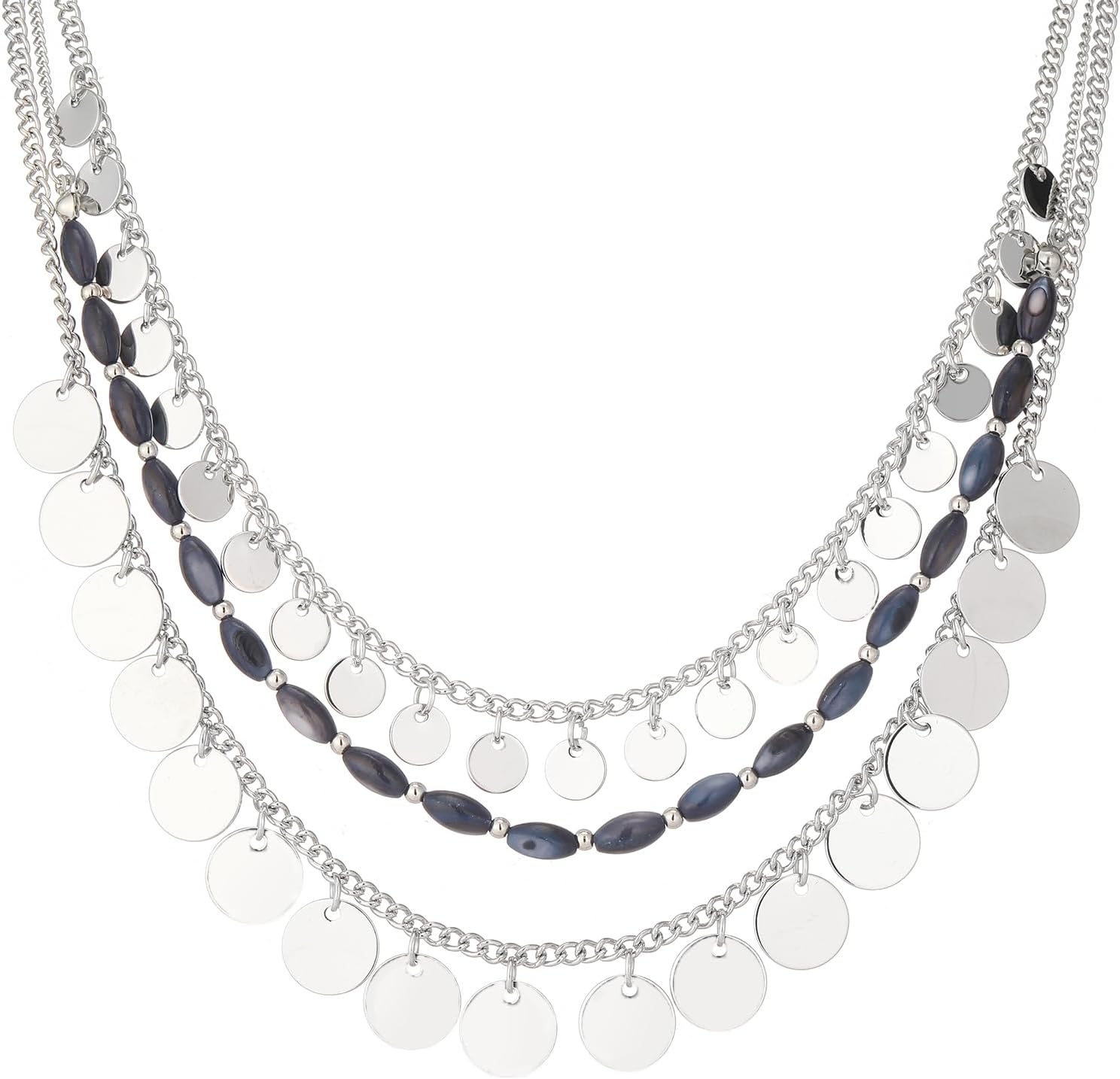 Noessla Layered Beaded Chunky Necklace for Women Boho Two-color Shell Statement Necklace Fashion Collar Costume Jewelry Gifts for Mum