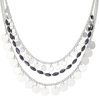 Noessla Layered Beaded Chunky Necklace for Women Boho Two-color Shell Statement Necklace Fashion Collar Costume Jewelry Gifts for Mum