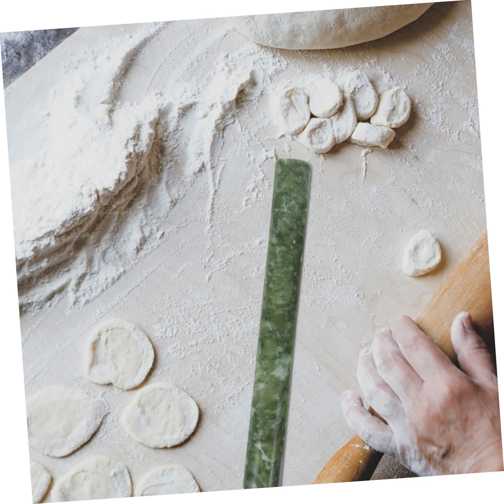 Rodillo de Jade Auténtico para Masa y Pasta, Material Resistente Superficie Antiaherente, 2 Piezas Ideales para Amasar y Preparar Dumplings en Cocina Doméstica