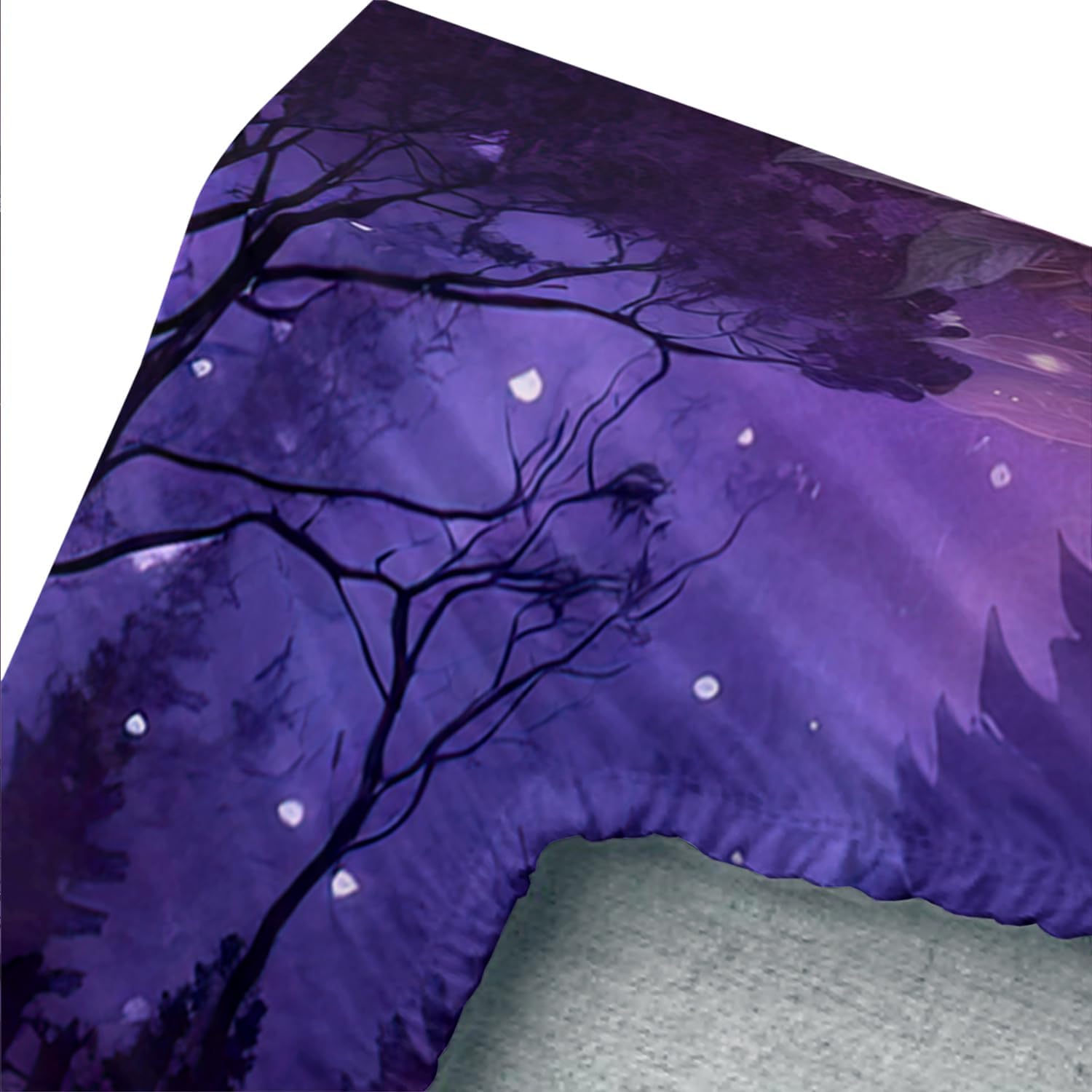 AILONEN Galaxy Wolf Fitted Sheet Set Queen Size,Purple Starry Night Galaxy Bedding Set,4 Piece Safari Wolves Bed Sheet Set,1 Flat Sheet,1 Fitted Sheet with 2 Pillowcases