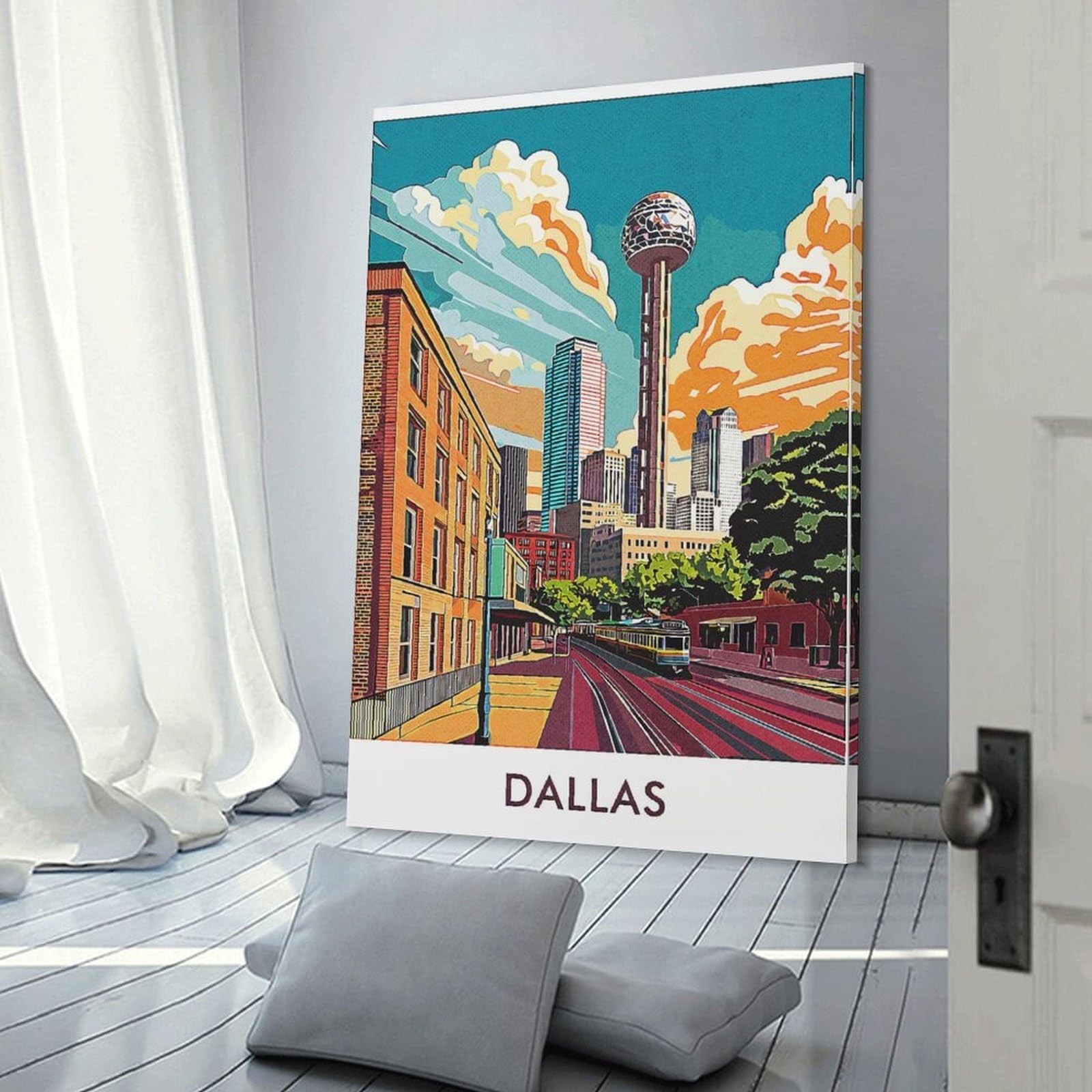 Junmoney Dallas Skyline Art Print Wall Picture Print, 24x36inch(60x90cm), for Art Walls, Layered Displays Or Homes, Home Wall Art for Statement Displays
