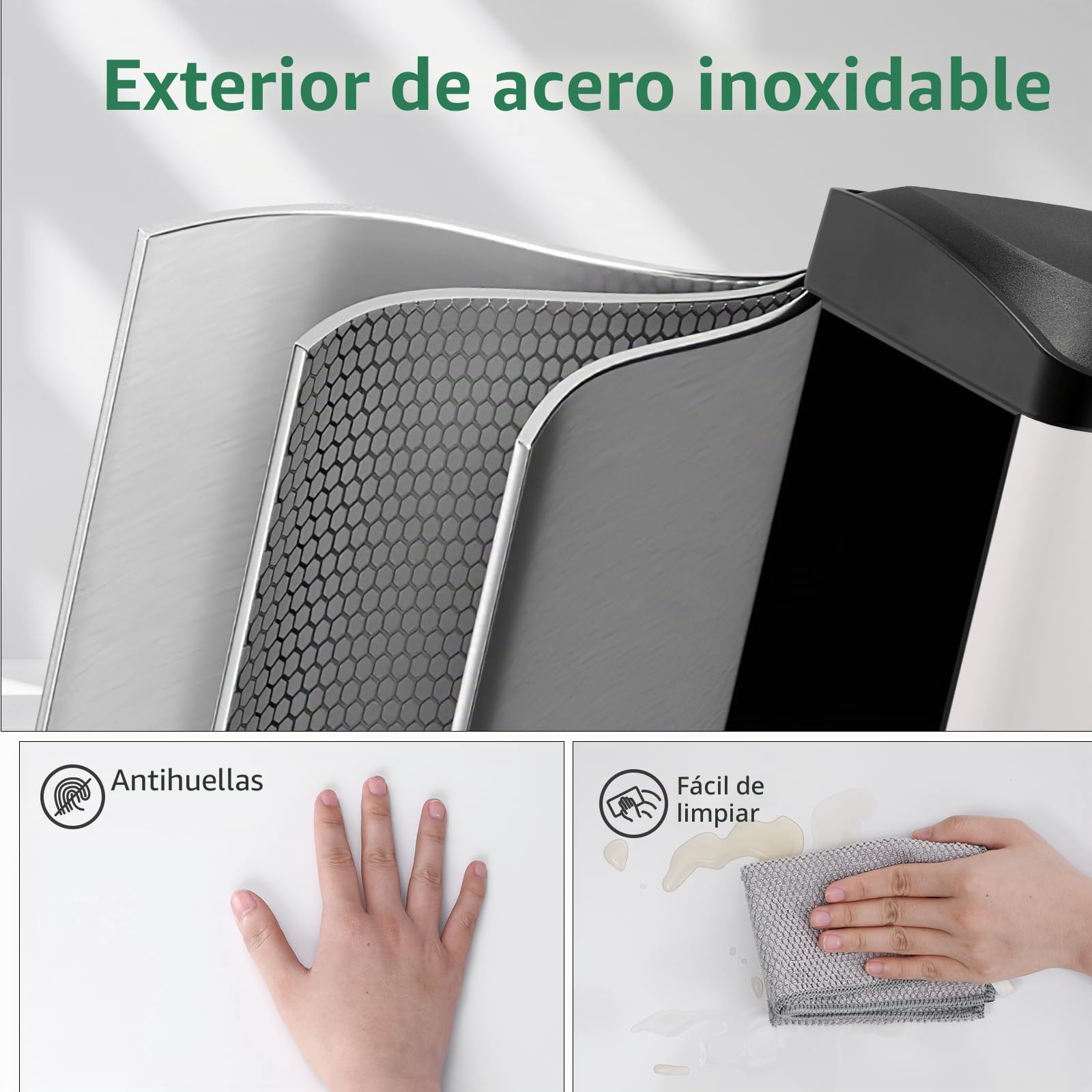 LIFERUN Cubo de Basura reciclaje 3 compartimentos, Papelera triple de cocina con pedal, Cubo de basura cocina de Metal 45 litros (3x15 L), Blanco