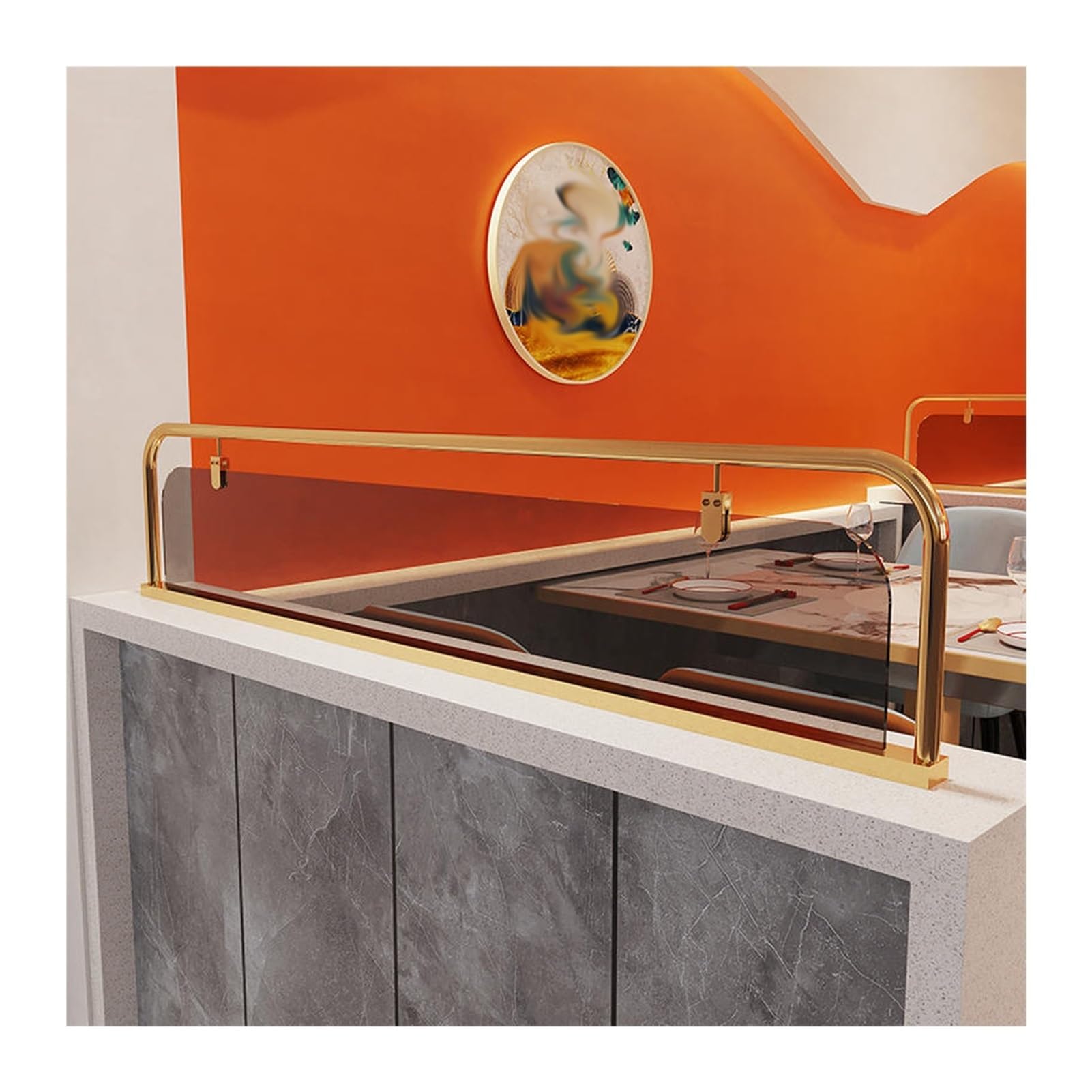 GJZQDKX Elegant Gold Tempered Glass Partition for Restaurant & Office 25 x 90 cm Stylish Aisle Divider Privacy Solution for Living Room & Workspace