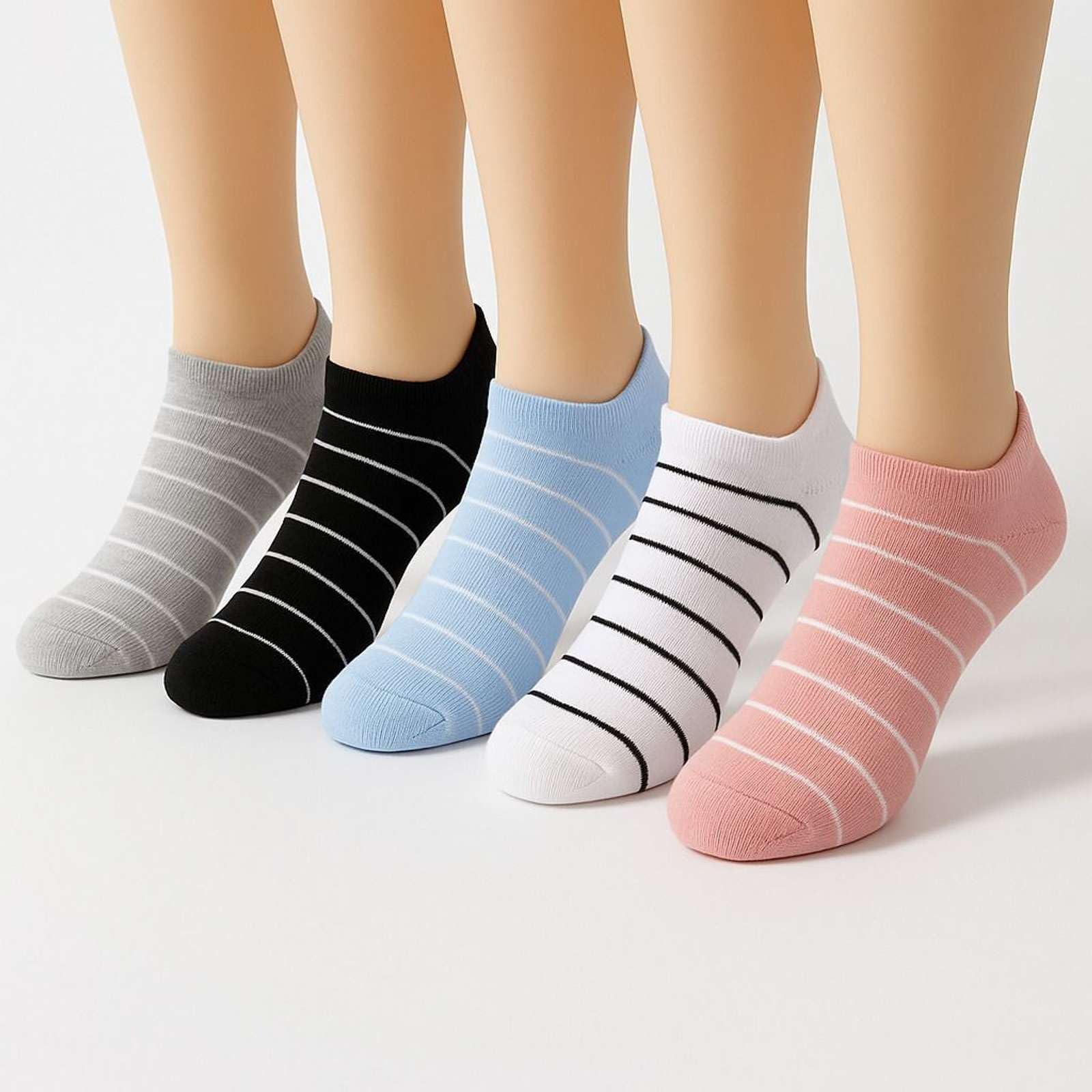Raimo Hub Women’s Cotton Ankle Socks Pack of 5 | Soft Breathable Low Cut Socks | Striped Multicolor Casual Everyday Comfort Wear Socks for women-picture-18