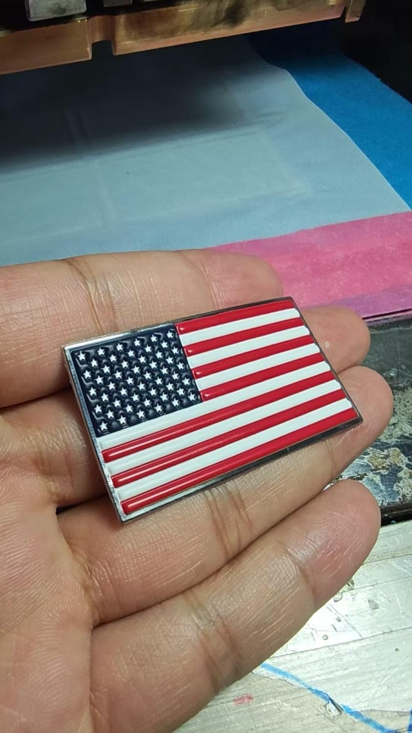 Iron On US フラッグ ワッペン エンボスロゴ 3D TPU ステッカー メタリックスタイル パッチ ユニフォーム 帽子 バ