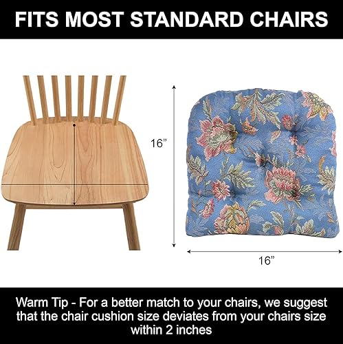 Miniatura 3 de Cojines para sillas de comedor, 6 unidades, cojines para sillas, cojines para sillas de cocina con lazos, cojines para sillas de cocina con lazos en