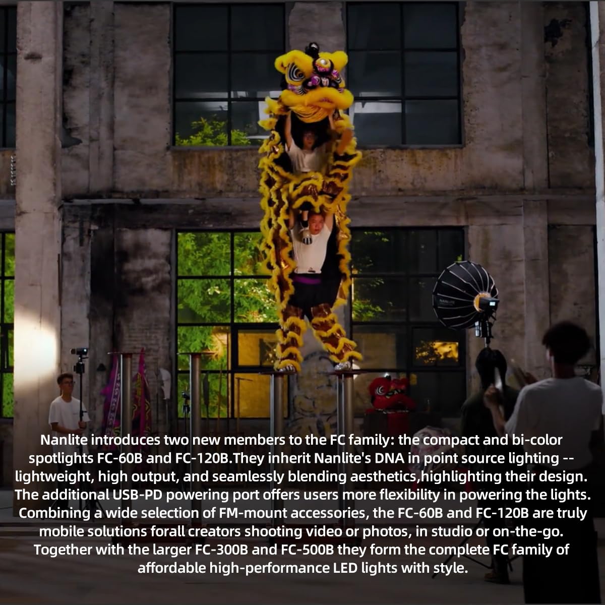 NANLITE FC-120B LED Video Light 2700K-6500K 145W Bowens Mount Continuous Output Lighting with APP Control, Bowens Adapter for Studio Photograpny/Video Recording