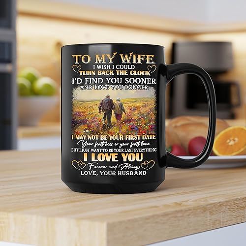 Miniatura 6 de Taza de café personalizada con texto en inglés To My Wife de 15 onzas y 11 onzas, tazas de café con texto en inglés To My Wife, taza de café