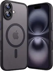 Capa para iPhone 16 Case Premium Magnetica com [Proteção de Câmera] Capinha [Ultra Slim] Translucida Fosca, Compatível com MagSafe, e Anti Impacto (Preto)