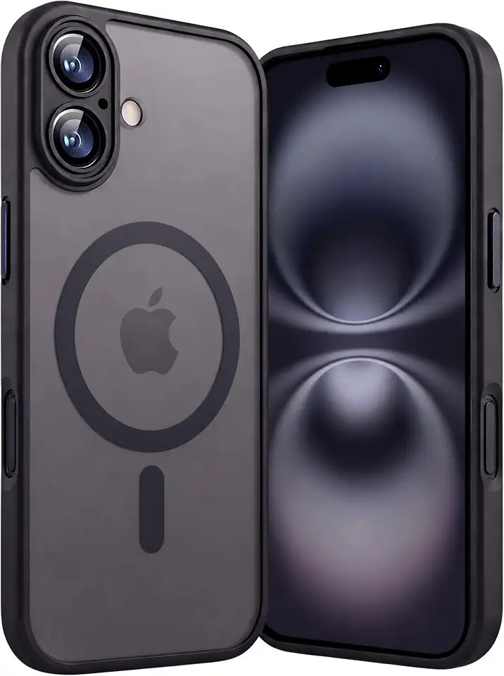 Capa para iPhone 16 Case Premium Magnetica com [Proteção de Câmera] Capinha [Ultra Slim] Translucida Fosca, Compatível com MagSafe, e Anti Impacto (Preto)