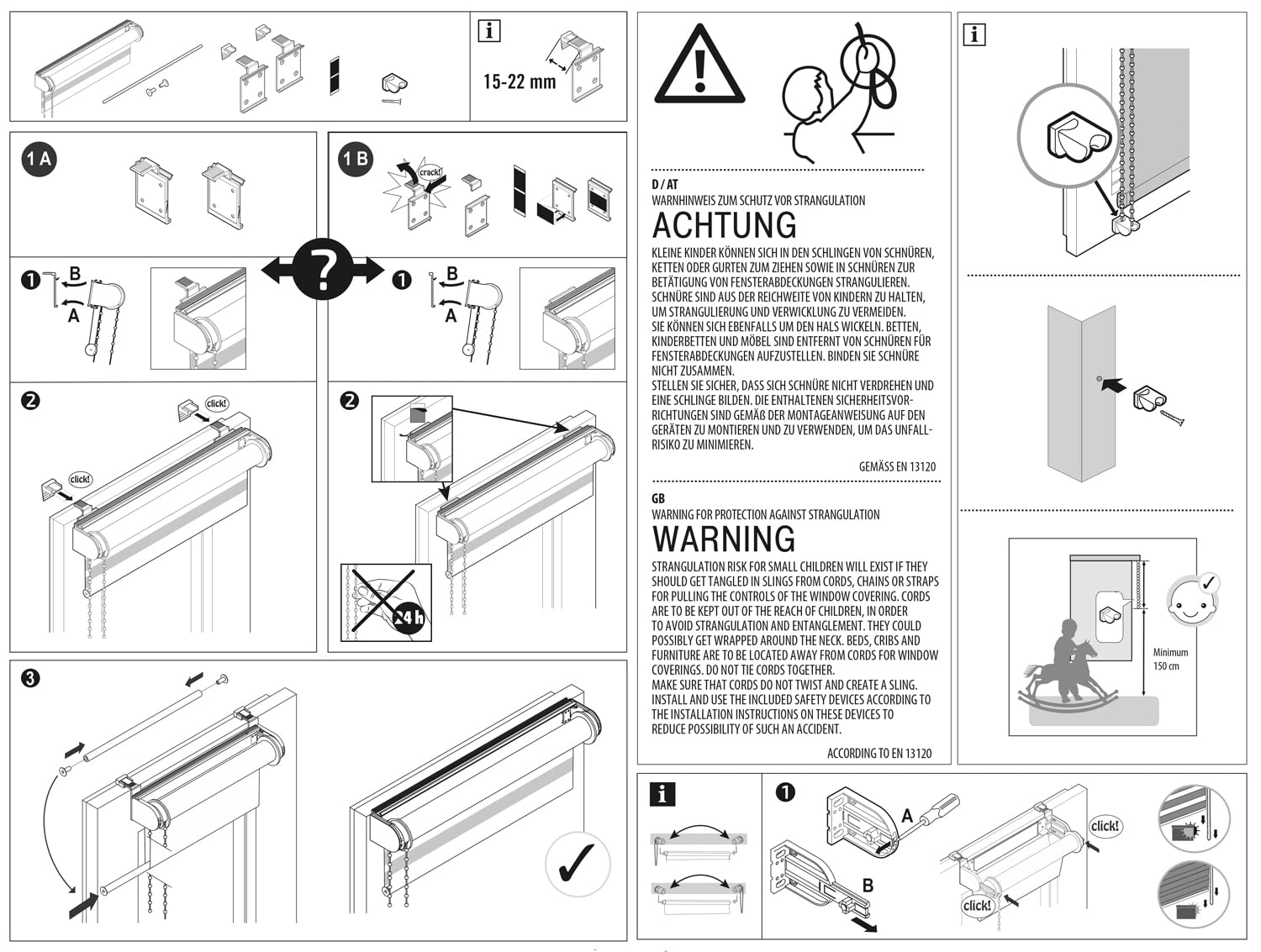 Deco Company Double Store à Clipser, Store Enrouleur à Commande Latérale sans perçage, Bandes Transparentes et Opaques, Kit de Montage Inclus, Polyester, Gris Clair, 90 x 210 cm