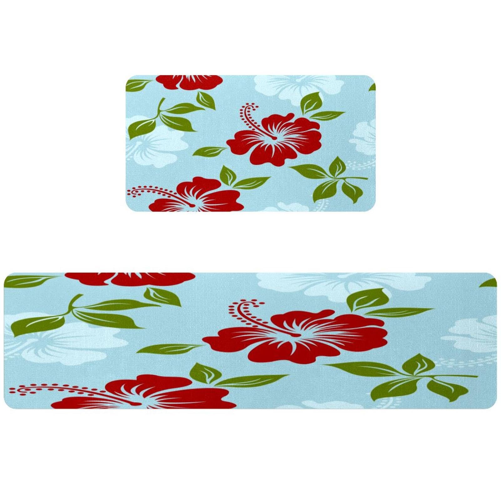 Tapete de cocina de 2 piezas VAPOKF con flores alfombra lavable y absorbente
