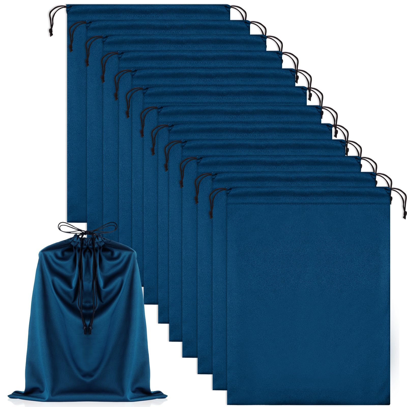Weewooday 12 Pcs Adult Toy Bags Drawstring Microfiber Pouch Adult Game Toy Gift Bags Cosmetic Storage Organizer Multipurpose Foldable Ditty Pouch for Women Men(Navy Blue,15.75 x 11.81 Inch) — image 1