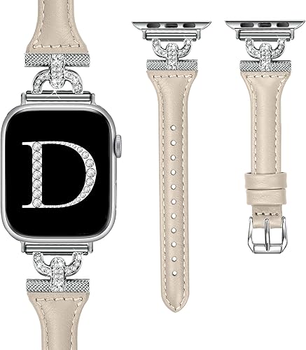 OULUCCI Slim Leather Bands Compatible with Apple Watch Band 40mm 41mm 38mm 44mm 45mm 49mm 42mm, D-Shape Diamonds For iWatch Women Bands Series 8 SE OULUCCI Slim Leather Bands Compatible with Apple Watch Band 40mm 41mm 38mm 44mm 45mm 49mm 42mm, D-Shape Diamonds For iWatch Women Bands Series 8 SE