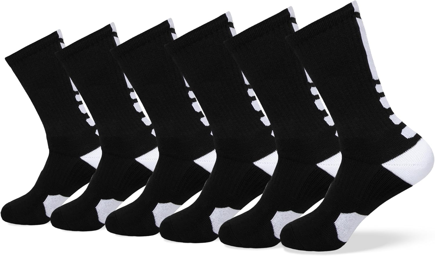 VNG Cushioned Athletic Crew Socks for Men Sizes 9-12, Light Compression Secure Fit Moisture-Wicking Sports Performance