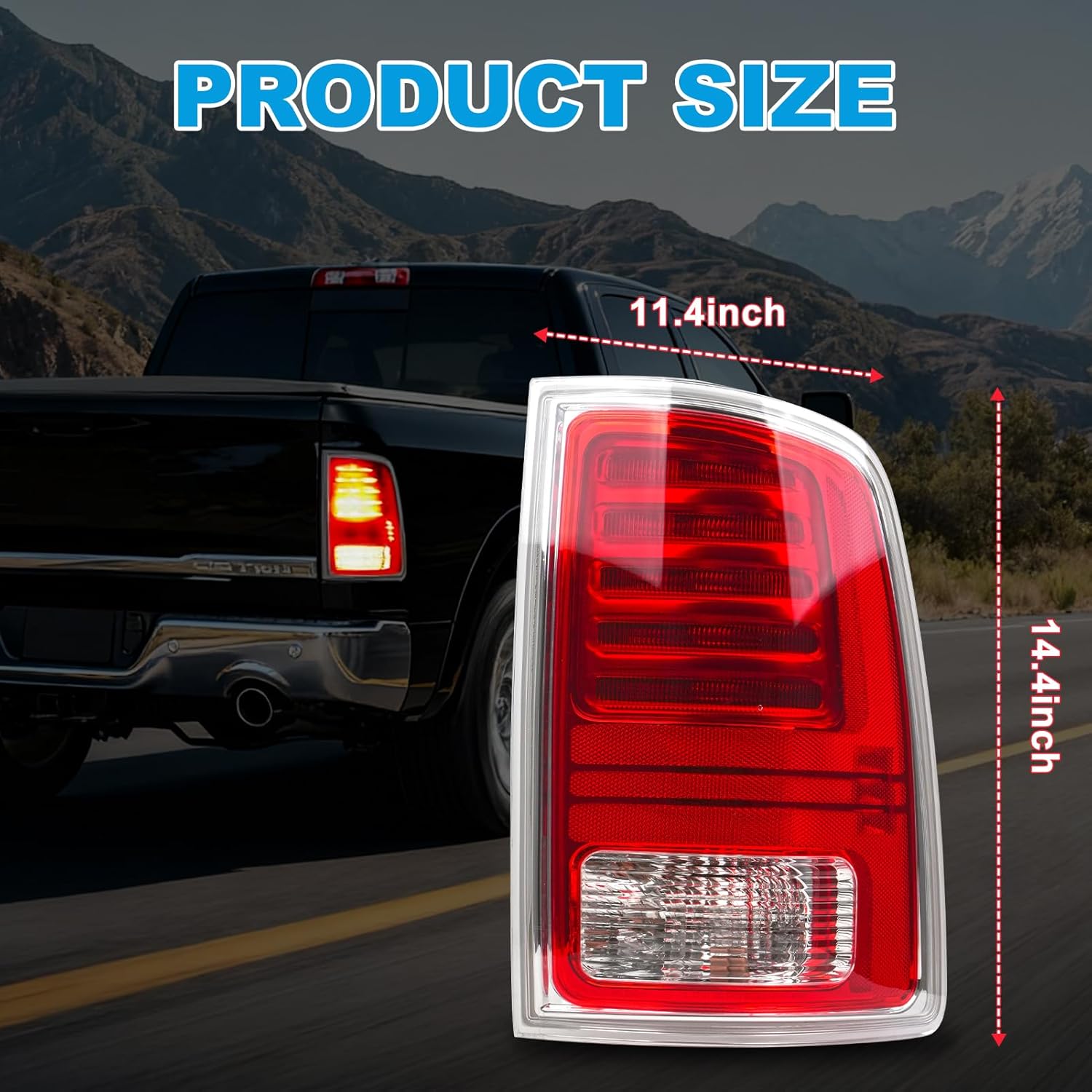 LED Tail Lights Compatible with 2013-2018 Dodge Ram 1500 2014-2018 Ram 2500 3500,Left Driver Side Rear Break Taillights,Replaces CH2800202 68093079AB