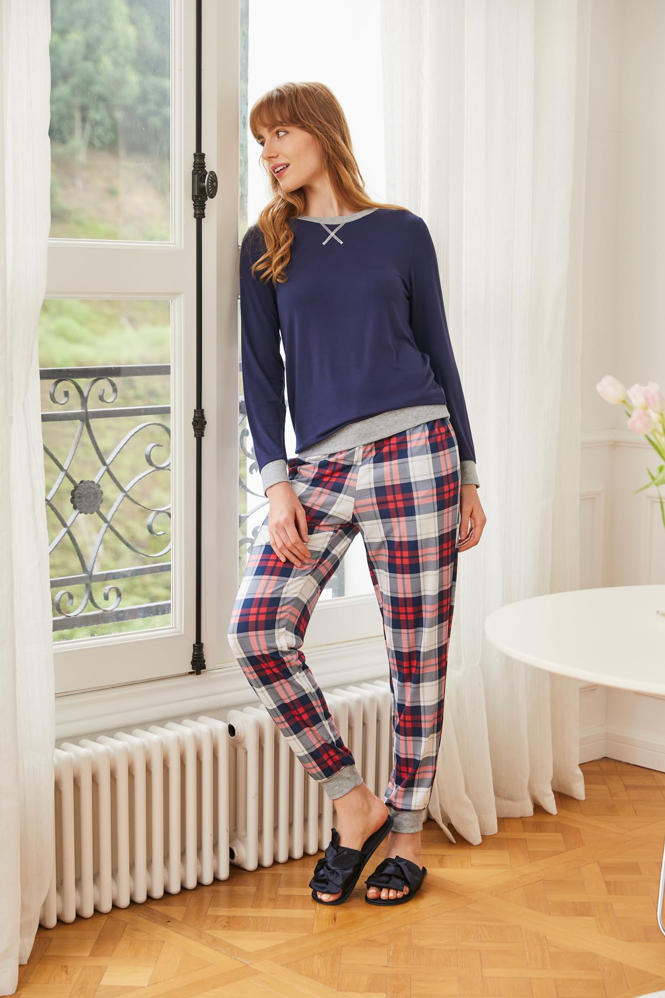 Ekouaer Pigiama Donna Invernali Set Pigiama Donna Lungo Pigiama Donna Invernale Comodo Pigiama Due Pezzi da Donna