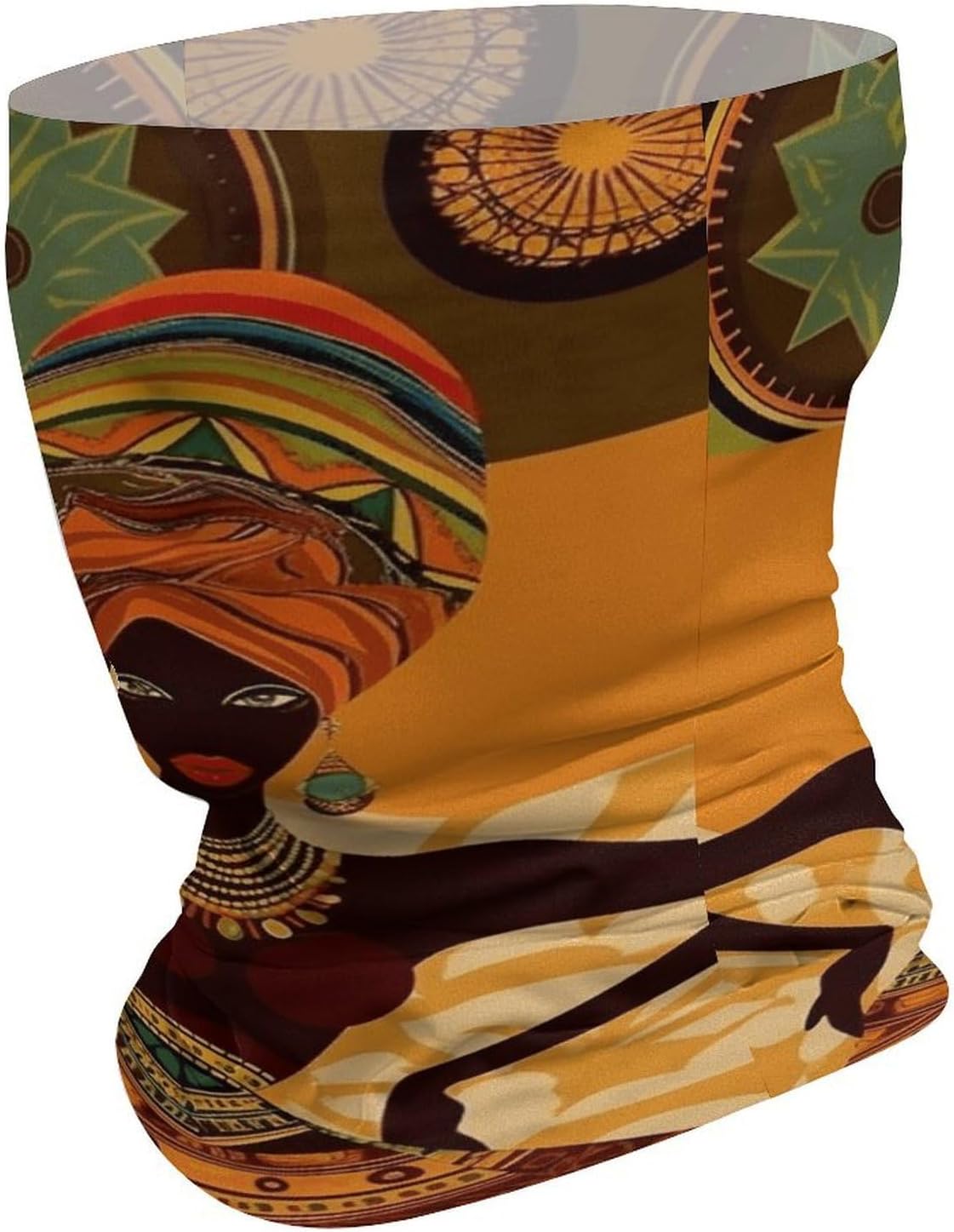 African Woman Neck Gaiter UV Protection Polyester Face Gaiter Breathable Quick Dry Head Wrap Multifunctional Stretchy Seamless Bandana for Outdoor Cycling Hiking Skiing Running