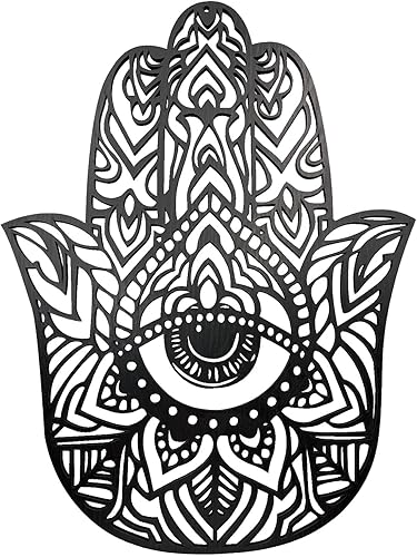 Hamsa Hand - Decoración de pared de metal, arte de pared de mal de ojo, Hamsa con escultura de ojo para el hogar, oficina, decoración de jardín,