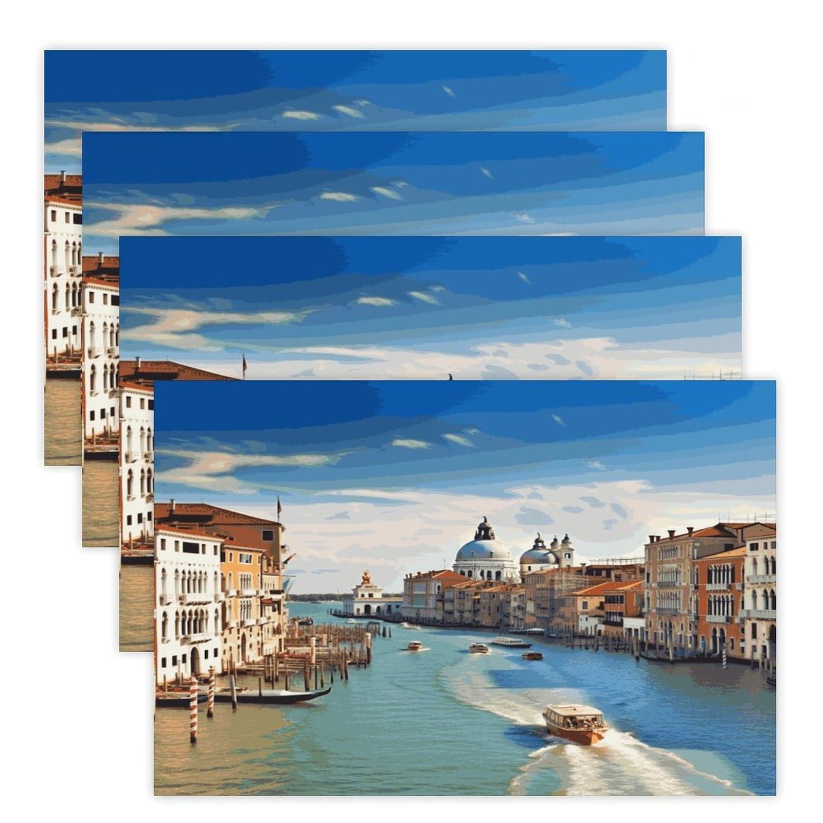 Grand Canal in Italy Placemats Heat-Resistant Washable Place Mats Anti Slip Dining Table Place Mats Wipeable Dining Table Mats Kitchen Decoration Placemats 17.7’’×11.8’’