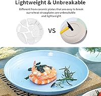 Vista 3 de 12 PACK 9 Inch Lightweight Wheat Straw Plates, Unbreakable Deep Dinner Plates, Plastic Plates Reusable, Assorted Colors Dinnerware Sets, Microwave &