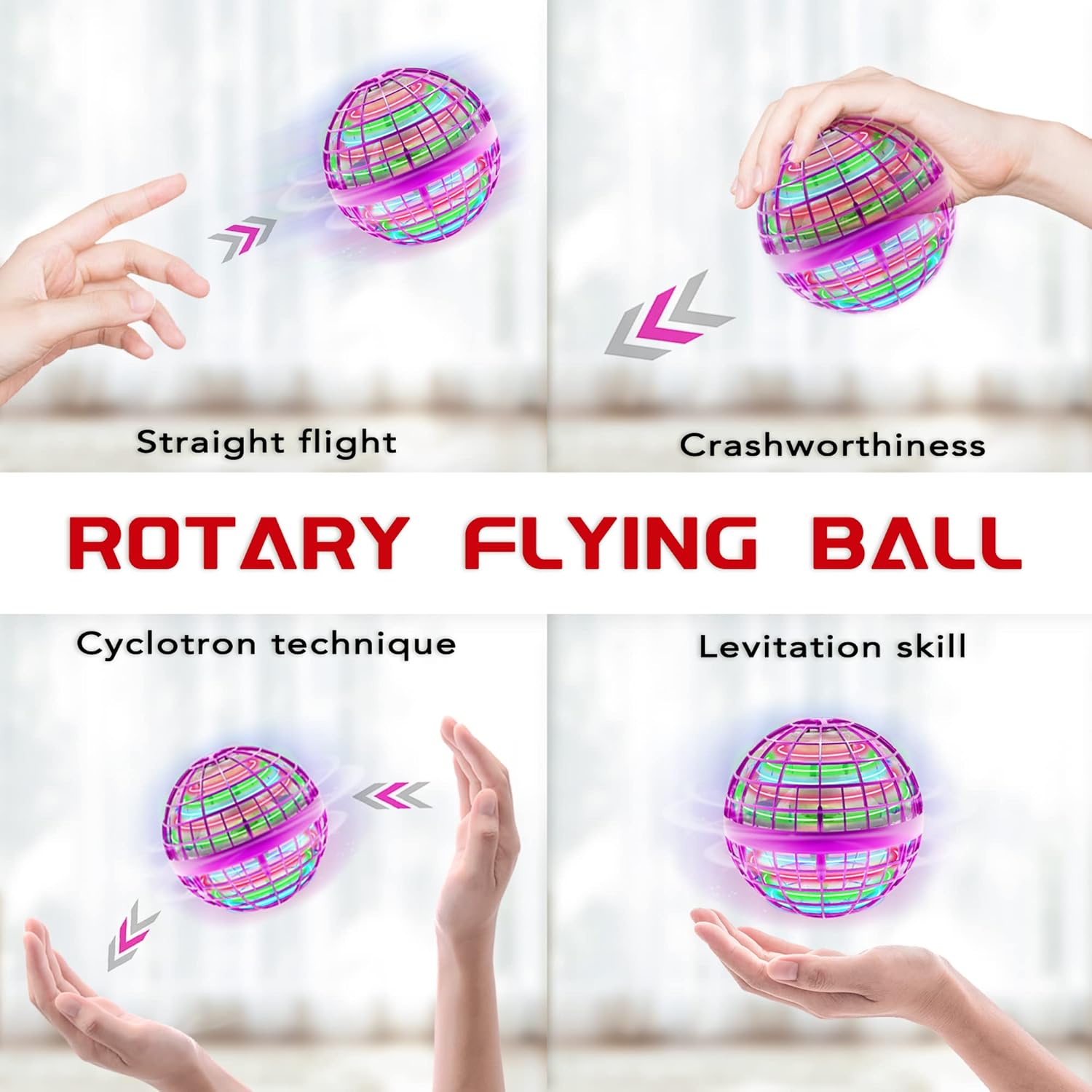 Lonobar Flying Ball Toy Globe 360°Rotating Hand Controlled Flying Orb Ball Toys Magic Led Lights Controller Mini Drone Flying Toy Boomerang Fly Spinners for Kids Adults Indoor Outdoor (Purple) : Toys & Games
