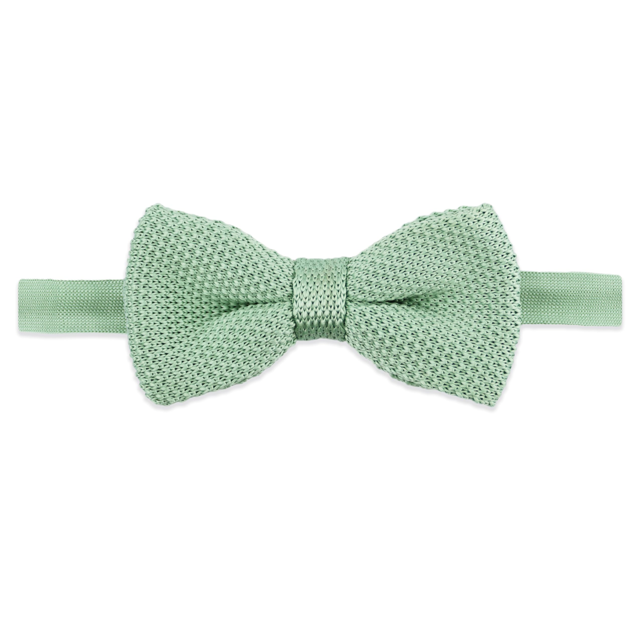 The Gents Lab Men's Sage Green - 100% Polyester Adjustable Knitted Bow Tie (Sage Green)