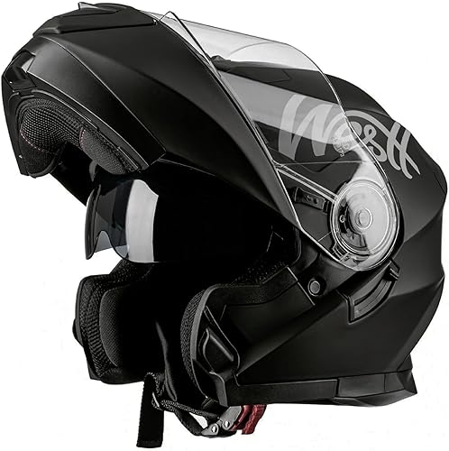 Westt Casco de motocicleta de cara abierta  Casco de motocross elevable con barbilla y doble visera  Casco ATV para adultos, motocicleta aprobado