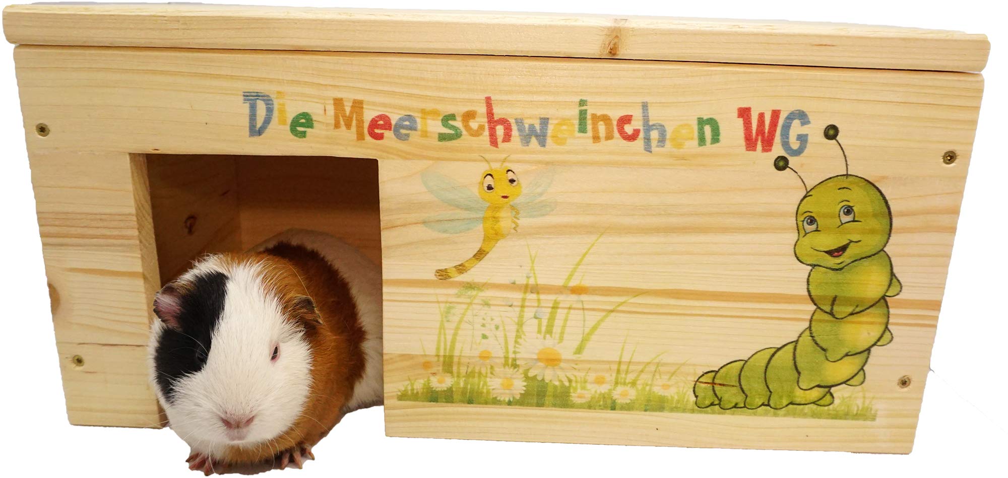 Yireal Meerschweinchengehege mit 2 Eingängen, Stabil, Holzlasur & Aufklappbar / 45x25x22cm