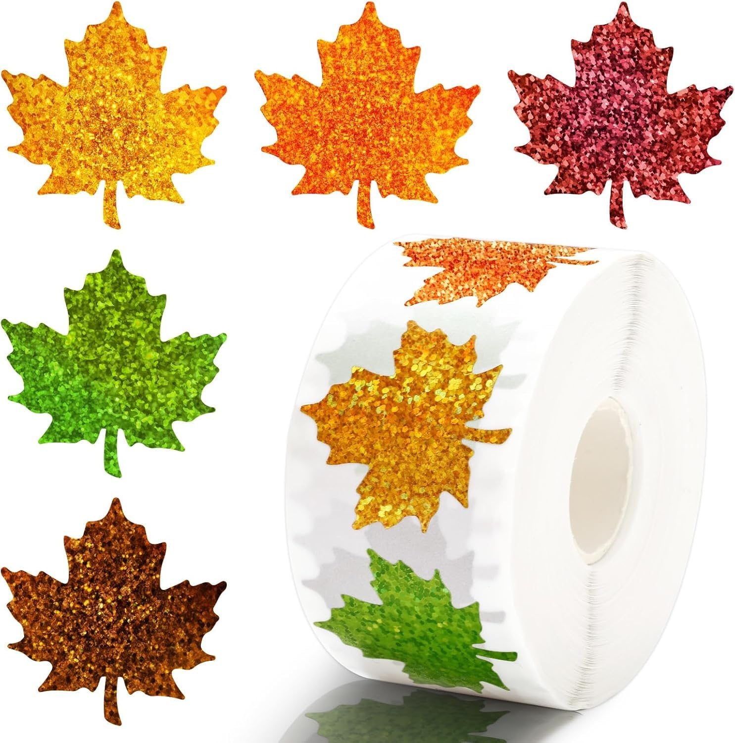 500Pcs 1.5Inch Autumn Fall Thanksgiving Self Adhesive Stickers Roll