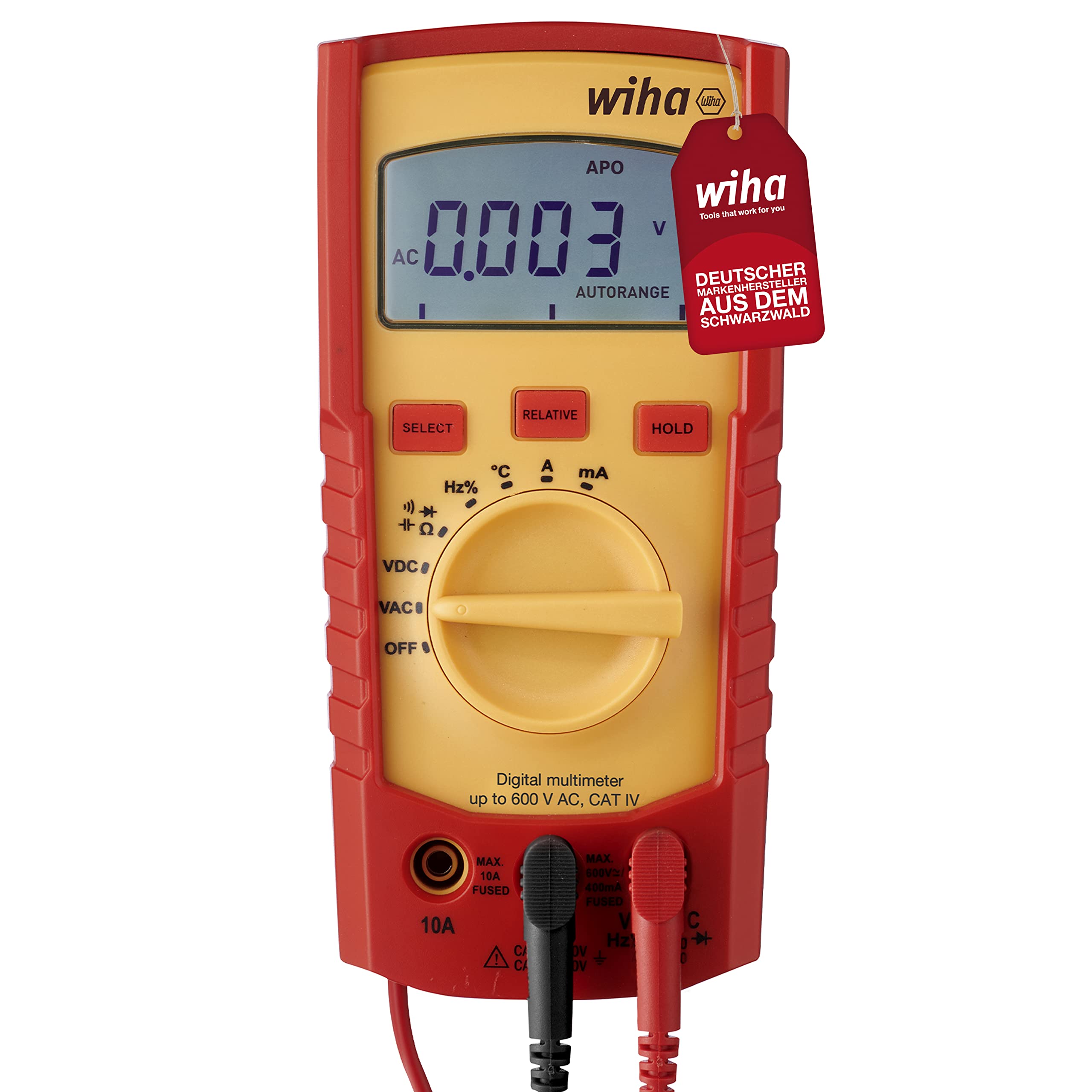 Wiha multimetru cyfrowego do 600 V AC, CAT IV z 2 bateriami AAA (45218)