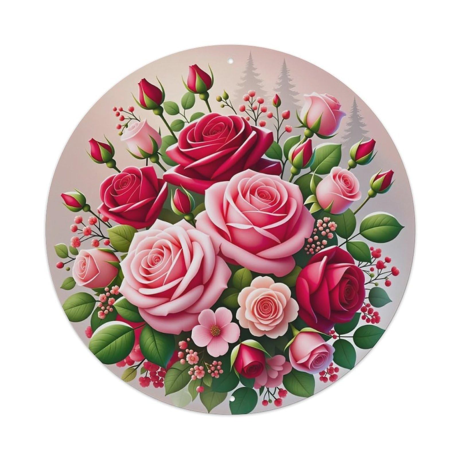 Rose Bouquet Floral Pattern Print Metal Tin Sign