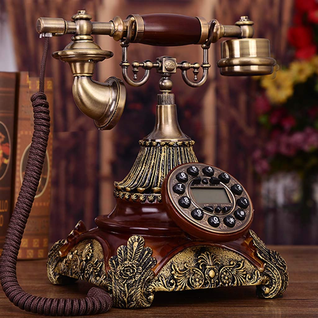 WDSOPK Europe Style Landline Telephone Vintage Home Phone Retro Telephone Made of Resin Corded Phone Retro Telephones,Red (Red)