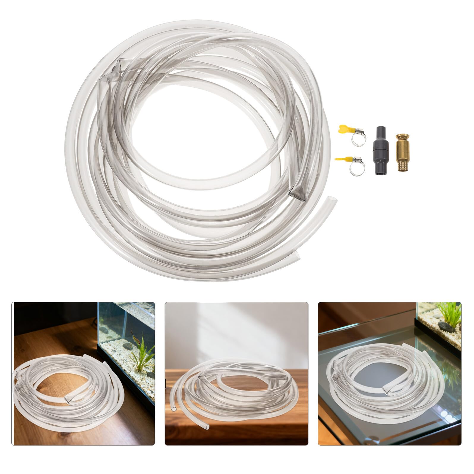 TOYANDONA Kit de Limpieza para Acuarios Adecuado para Cambio de Agua con Manguera Flexible de 5 M y Clip de Sujeción y Limpieza de Grava en Peceras de Agua y Salada