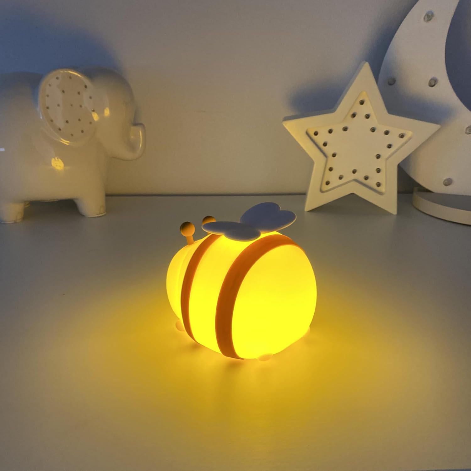 Cute Bee Night Light – Silicone Rechargeable Touch-Controlled Dimmable RGB Lamp with Adjustable Brightness & Multiple Color Modes – Ideal for Kids' Nursery, Bedroom, and Bedtime Décor - Image 7