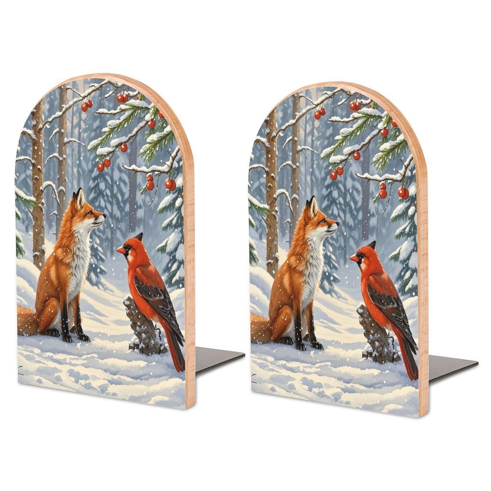 Serre-livres réglables motif renard en hêtre, cadeau idéal