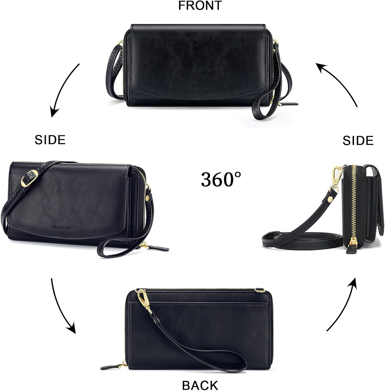 Peacocktion Womens Crossbody Wristlet Wallets with Cell Phone Pocket RFID Vegan Leather Cross Body Purses Travel - Image 6