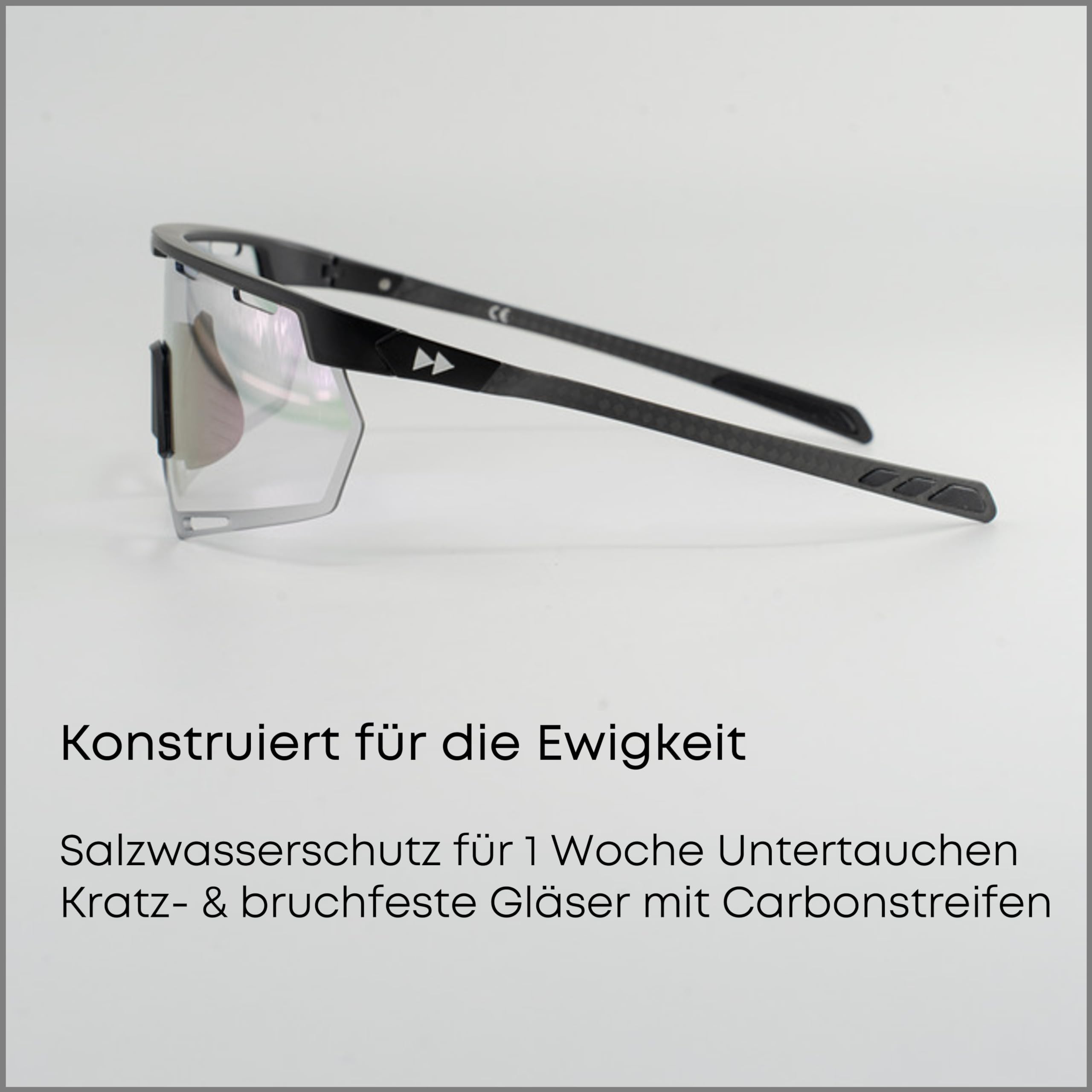 DACHS Carbon fotochromowe rowerowe okulary przeciwsłoneczne, samonośne okulary UV400, ultralekkie, 24 g, ramiona karbonowe