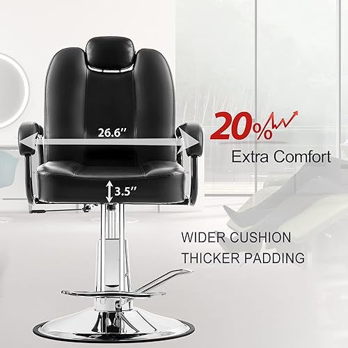 Vista 16 de Merax Silla de peluquería reclinable hidráulica para peluquería con asiento 20% más ancho y bomba hidráulica resistente, equipo de belleza mejorado