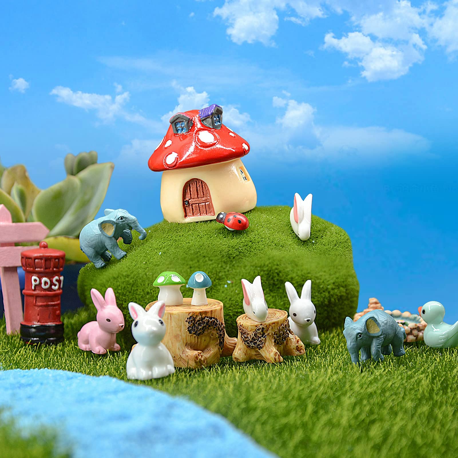 Set 16 Pezzi Miniatura Giardino Delle Fate Cayway - Decorazioni Per Giardino Fai Da Te