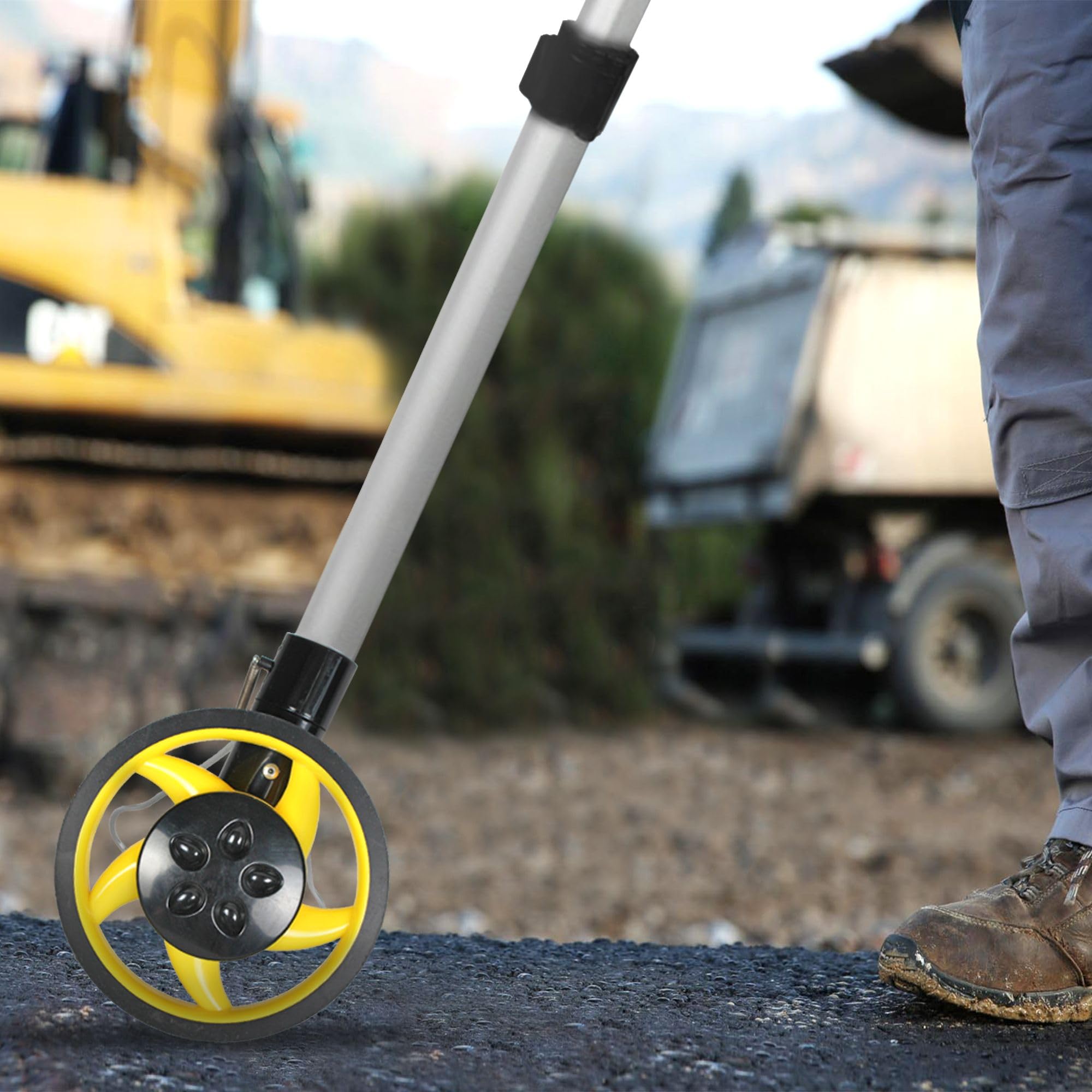 FISHTEC Odomètre à Roue Electronique - Mesure de Distance 0 99,9 km (Ø 16 cm) avec Ecran LCD Manche Télescopique 80 cm Béquille Stabilisation Cadre Aluminium Sac transport