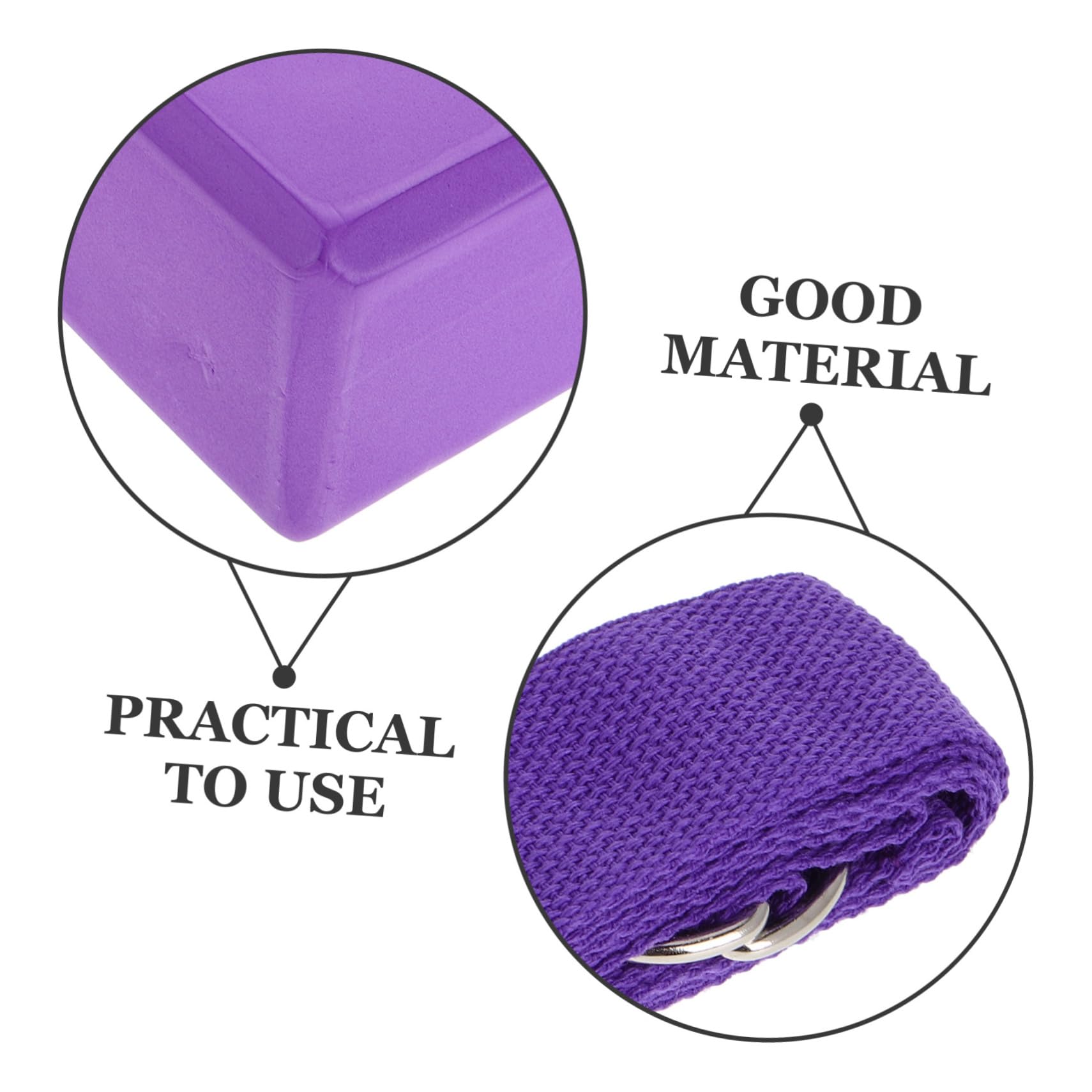 Set di 2 Blocchi Yoga Eva con Cinghia Elasticizzata, 3 Pezzi | Porpora, Pratica Portatile e Stabilità Migliorata, per Palestra e Hot Yoga Sessions